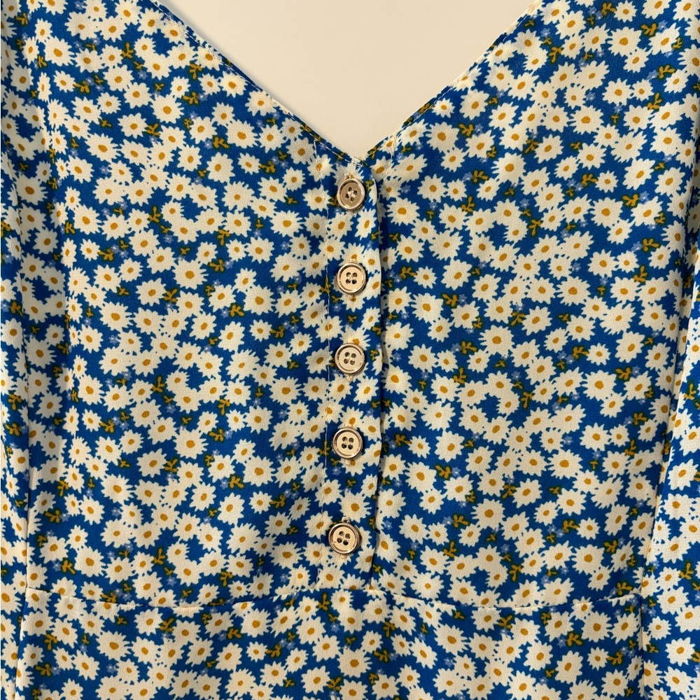 Lulus Chic Blue and White Floral Midi Dress - Picture 4 of 5